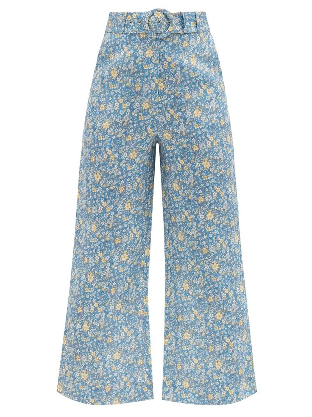 Zimmermann Carnaby Belted Crop Flare Pants 70s Micro Floral Print Size 0